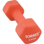 Гантель Torres 4 кг - 1 шт (PL55014) в неопреновой оболочке красный