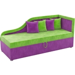 Детский диван Мебелико Дюна микровельвет зелено-фиолетовый правый угол