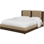 Интерьерная кровать Мебелико Камилла микровельвет бежево-коричневый