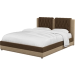 Интерьерная кровать АртМебель Камилла микровельвет коричнево-бежевый