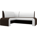 Кухонный диван Мебелико Кармен микровельвет коричнево/белый левый