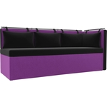 Кухонный угловой диван Мебелико Метро микровельвет черно-фиолетовый угол правый