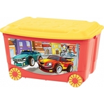 Ящик для игрушек Бытпласт на колесах 580х390х335 мм с аппликацией (красный) (431380904)