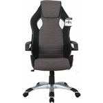Фото Кресло компьютерное Brabix Techno GM-002 ткань, черное/серое, вставки белые (531815) купить недорого низкая цена