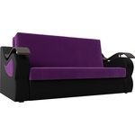Прямой диван АртМебель Меркурий вельвет фиолетовый экокожа черный (160)