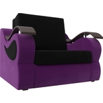 Прямой диван АртМебель Меркурий вельвет черный/фиолетовый (80)