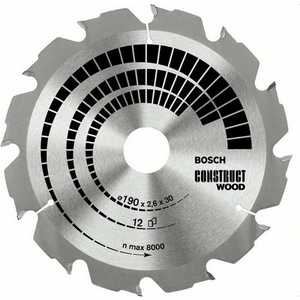 фото Диск пильный bosch 160х20/16мм 12зубьев construct wood (2.608.640.630)