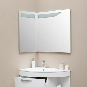 фото Зеркало угловое de aqua трио люкс l 90х86 левое, белый (184503)