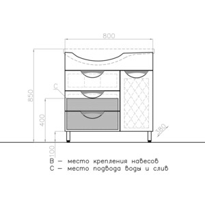 фото Тумба с раковиной style line жасмин 82 правая, белая (4650134471519, 1wh110228)