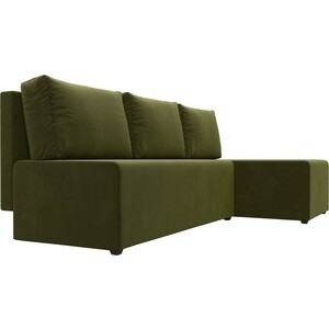 фото Угловой диван артмебель поло микровельвет зеленый правый угол