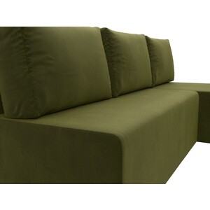 фото Угловой диван артмебель поло микровельвет зеленый правый угол