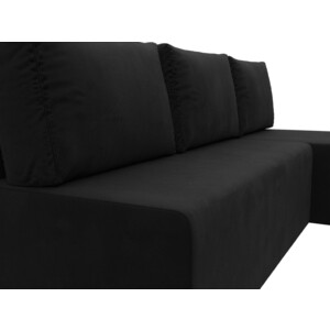 фото Угловой диван артмебель поло микровельвет черный правый угол