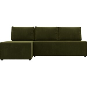 фото Угловой диван артмебель поло микровельвет зеленый левый угол