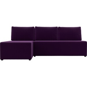 Угловой диван АртМебель Поло микровельвет фиолетовый левый угол - фото 2