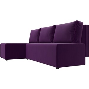 Угловой диван АртМебель Поло микровельвет фиолетовый левый угол - фото 3