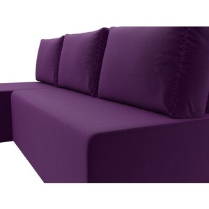 Угловой диван АртМебель Поло микровельвет фиолетовый левый угол - фото 4