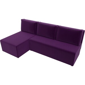 Угловой диван АртМебель Поло микровельвет фиолетовый левый угол - фото 5