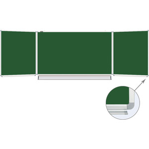 Доска магнитная BRAUBERG 231707 3-х элементная, 5 рабочих поверхностей, зеленая для мела 100x150/300