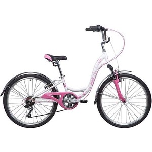 фото Велосипед 2-х колесный novatrack 24'' butterfly сталь.рама 11'' белый-розовый 24sh6v.butterfly.11pn9