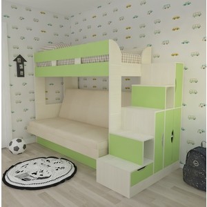 Кровать Атлант Карамель 75-01 Neo dimrose, бодега светлый, зеленый от Техпорт