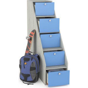 Лестница со ступеньками Моби Тетрис 1 308 дуб белый/капри синий
