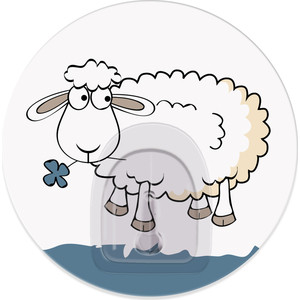 фото Крючок tatkraft funny sheep bella адгезивный, диаметр 8 см, до 3 кг