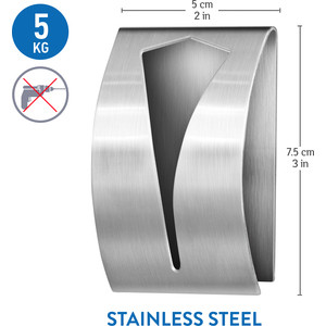 фото Вешалка tatkraft iris для полотенец, самоклеющаяся, из нержавеющей стали, выдерживает вес до 5 кг