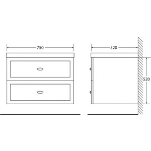 фото Тумба с раковиной belbagno dublin 75.5x52 bianco lucido (dublin-750-2c-so-bl, dub-750-lvb)