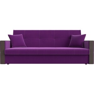 Прямой диван АртМебель Валенсия микровельвет фиолетовый книжка