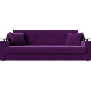 Прямой диван АртМебель Сенатор микровельвет фиолетовый книжка - фото 2