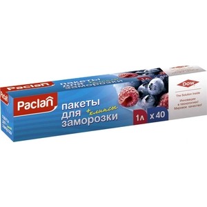 

Пакеты для замораживания Paclan 1 л, 18х28 см, 40 шт, 1 л, 18х28 см, 40 шт