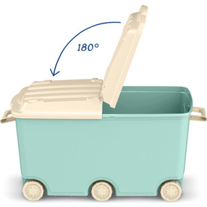 фото Ящик для игрушек бытпласт на колесах, с декором, 66,5 л 685х395х385 мм, голубой