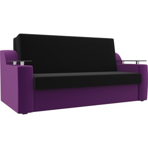 Прямой диван АртМебель Сенатор микровельвет черный/фиолетовый (160) аккордеон кровать артмебель кантри микровельвет фиолетовый