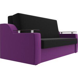 Прямой диван АртМебель Сенатор микровельвет черный/фиолетовый (100) аккордеон