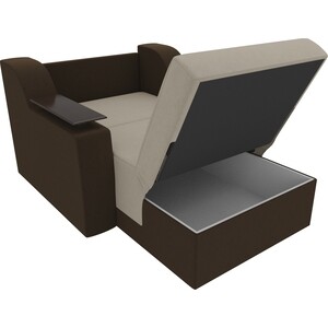 Кресло-кровать АртМебель Сенатор микровельвет бежевый/коричневый (60)