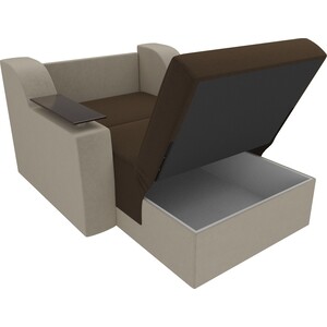 Кресло-кровать АртМебель Сенатор микровельвет коричневый/бежевый (60)