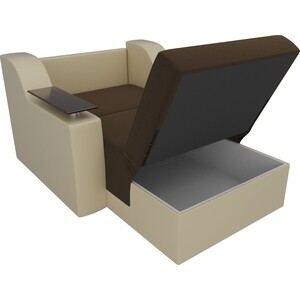 Кресло-кровать АртМебель Сенатор микровельвет коричневый экокожа бежевый (60)