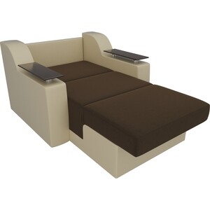 Кресло-кровать АртМебель Сенатор микровельвет коричневый экокожа бежевый (60)