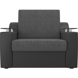 Кресло-кровать АртМебель Сенатор рогожка серый экокожа черный (60)