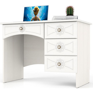 фото Стол письменный однотумбовый с 4 ящиками мебельный двор онега белая мд-1-06 белый
