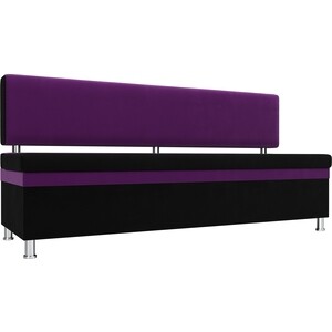 Кухонный прямой диван АртМебель Стайл микровельвет черный фиолетовый