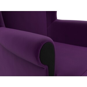 Кресло АртМебель Торин микровельвет фиолетовый подлокотники черные