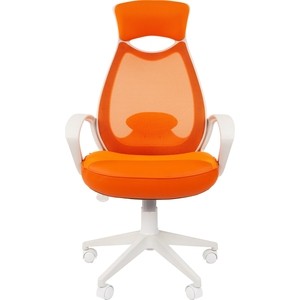 Офисное кресло Chairman 840 белый пластик TW16/TW-66 оранжевый