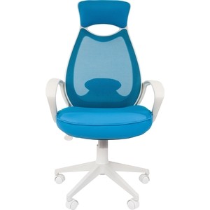фото Офисное кресло chairman 840 белый пластик tw43/tw-34 голубой