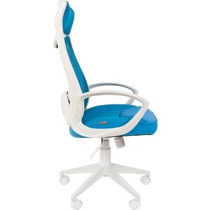фото Офисное кресло chairman 840 белый пластик tw43/tw-34 голубой