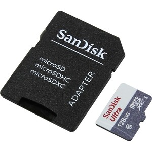 

Карта памяти Sandisk Ultra Android microSDXC + SD Adapter 128GB 80MB/s Class 10 UHS-I (SDSQUNS-128G-GN6TA), Ultra Android microSDXC + SD Adapter 128GB 80MB/s Class 10 UHS-I (SDSQUNS-128G-GN6TA)
