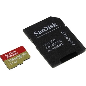 

Карта памяти Sandisk 128GB microSDXC Class 10 UHS-I A2 C10 V30 U4 Extreme (SD адаптер) 160MB/s (SDSQXA1-128G-GN6MA), 128GB microSDXC Class 10 UHS-I A2 C10 V30 U4 Extreme (SD адаптер) 160MB/s (SDSQXA1-128G-GN6MA)