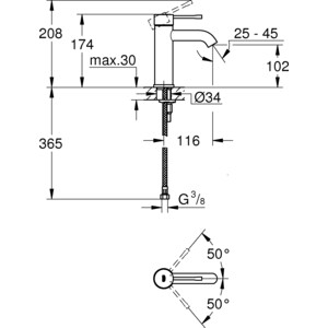 фото Смеситель для раковины grohe essence темный графит матовый (23590al1)