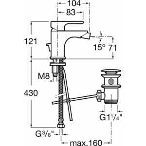 Смеситель для биде Roca L20 с донным клапаном, хром (5A6A09C0M)