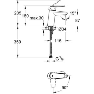 фото Смеситель для раковины grohe eurodisc cosmopolitan (2338220e)